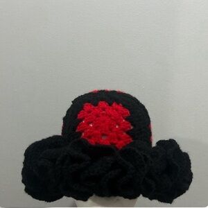 Black and Red Handmade Crochet Hat